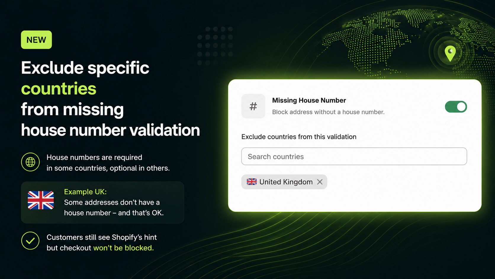 In-Checkout Validation: Exclude specific countries from missing house number check