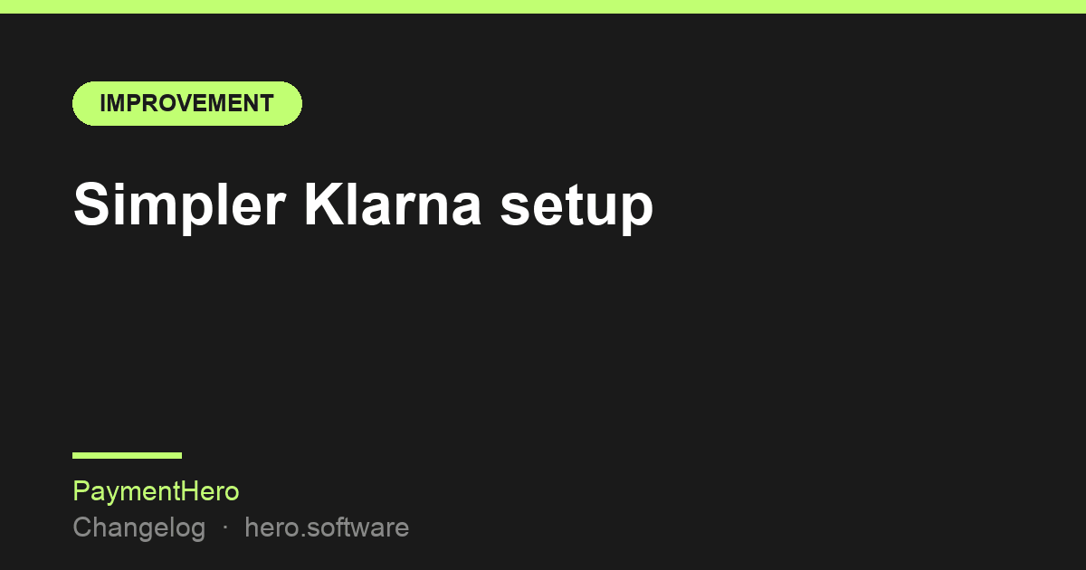 Simpler Klarna setup